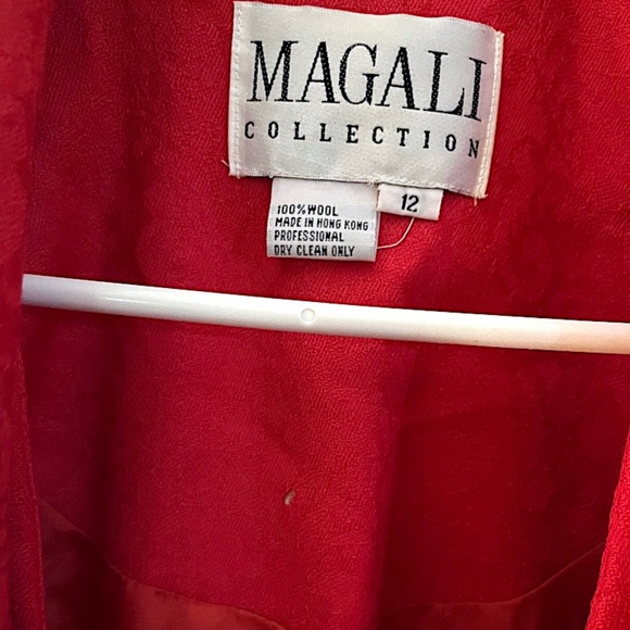 MAGALI COLLECTION RED WOOL PAISLEY SUIT JACKET SIZE 12 - Picture 3 of 7
